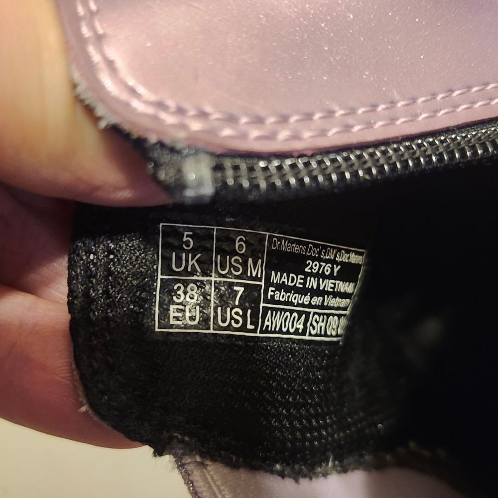 Dr. Martens 2976Y Metallic Pink Leather Glitter Gore Chelsea Boots Womens 7/38 - Picture 8 of 9